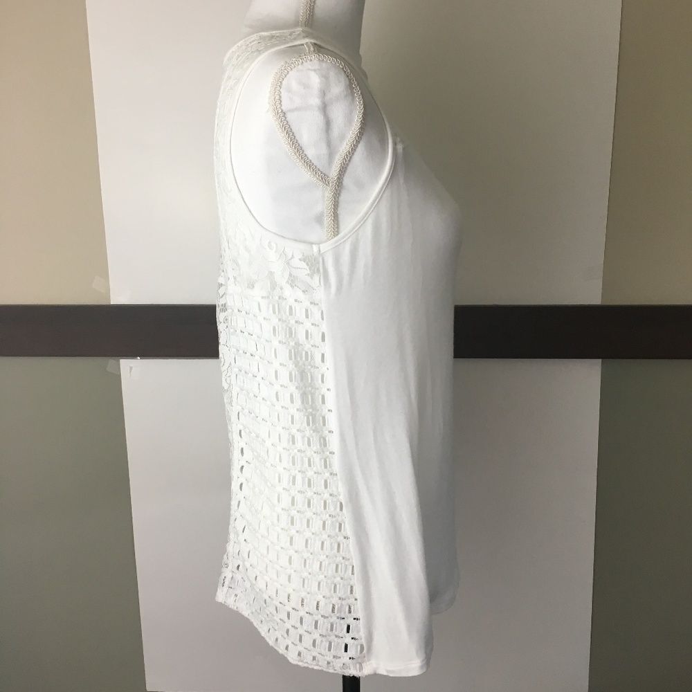 Red Haute White Lace Sleeveless Stretch Tank Top womens S Casual Summer - Picture 3 of 8
